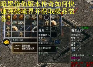 暗黑修仙版本传奇如何快速突破境界并获取极品装备？